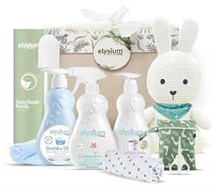 Elysium Eco World Baby Shower Gifts for Boys and Girls, Mom and Newborn. Beautifully Packed Premium Gift Set Box Non Toxic Ingredients, Baby Boy and Baby Girl Newborn Essentials. Blue. Size XL.