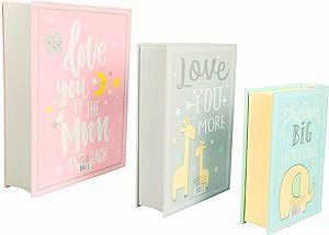 VOTUM Baby Book Box for Treasured Memories, Moon & Stars - Lightweight, Handcrafted Baby Boxes - Gender Neutral Baby Shower Gifts for Girls, Boys