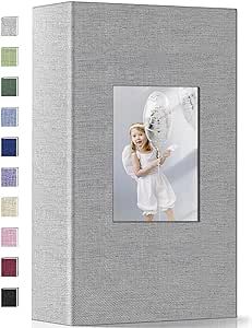 Popotop Photo Album 4x6-300 Photos Linen Cover Photo Books with 300 Horizontal Pockets,Slip-in Picture Albums for Family Wedding Anniversary Baby Vacation Pictures Gray