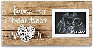 VILIGHT New Mom Gifts - Pregnancy Announcements Ideas Baby Gender Reveal Gifts - Love At First Heartbeat Sonogram Picture Frame for Standard 4" x 3" Ultrasound Photo