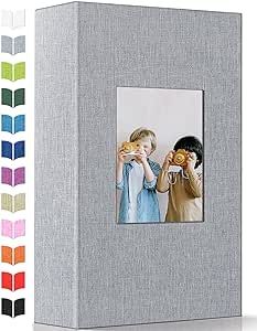 Artfeel Photo Album 4x6 with 300 Pockets,Slip-in Picture Albums,Linen Cover Memory Book with Front Window,White Page Vertical Photo Book for Wedding,Family,Anniversare,Baby,Vacation